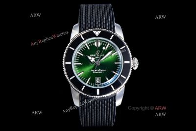 OXF Breitling Superocean 42mm B31 Movement Green Face Rubber Band Watch